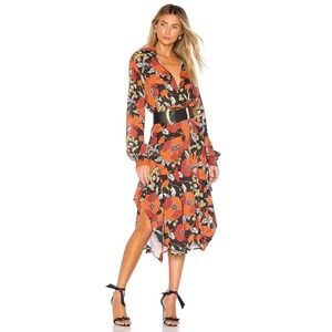 Revolve DODO BAR OR Natasha Dress Genia Floral Retro Print Size 46 US Size 10